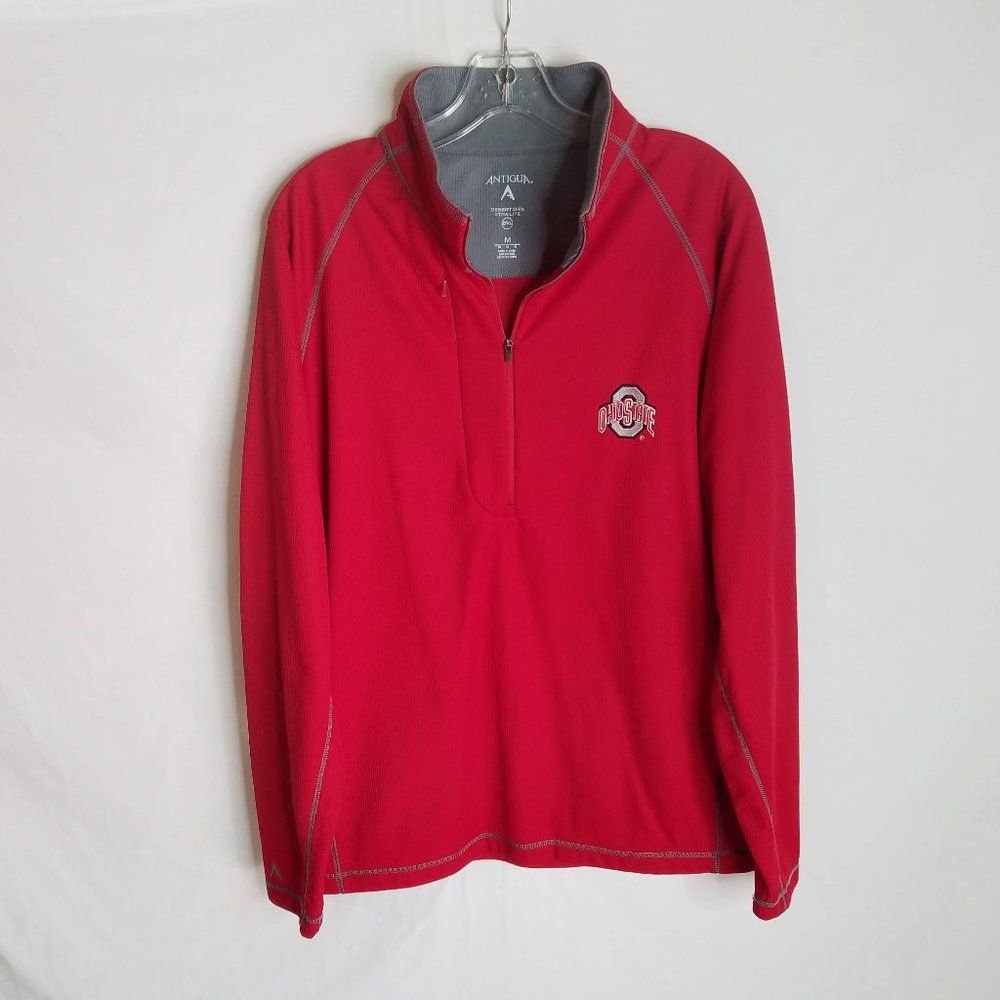 Ohio State Buckeyes Antigua Desert Dry 1/4 Zip L/S Pullover Shirt Mens Medium